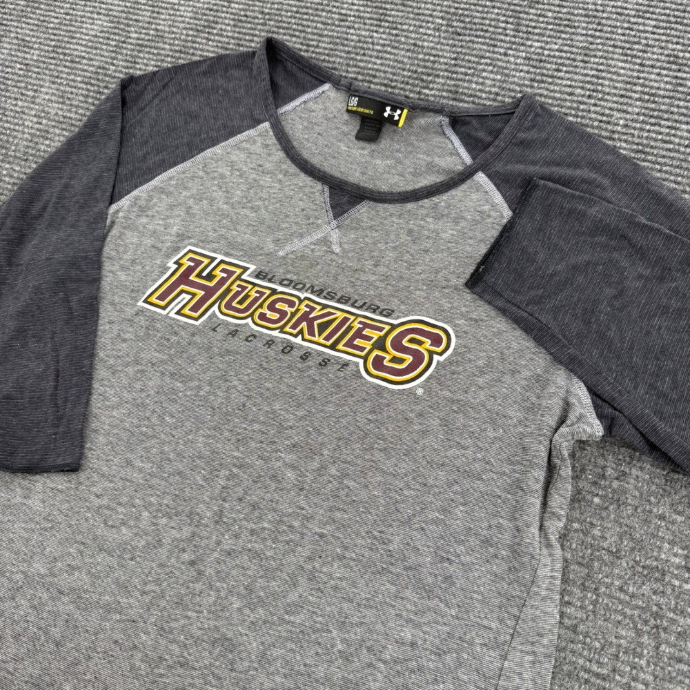 Under Armour Bloomsburg Huskies Mens Large Gray Lacrosse Raglan Shirt